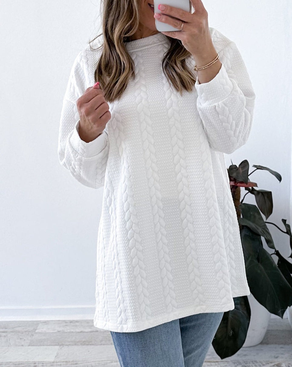 Cable Texture Long Sleeve Top