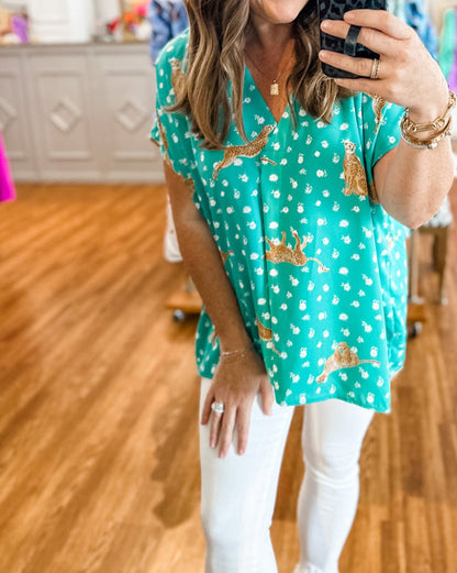 Cheetah Short Sleeve Top Plus Size