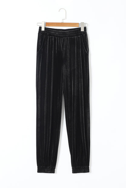 Solid Velvet Jogger Pants