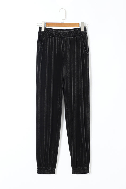 Solid Velvet Jogger Pants