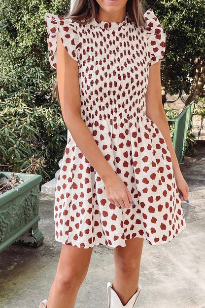 Abstract Dotted Flutter Sleeve Dress