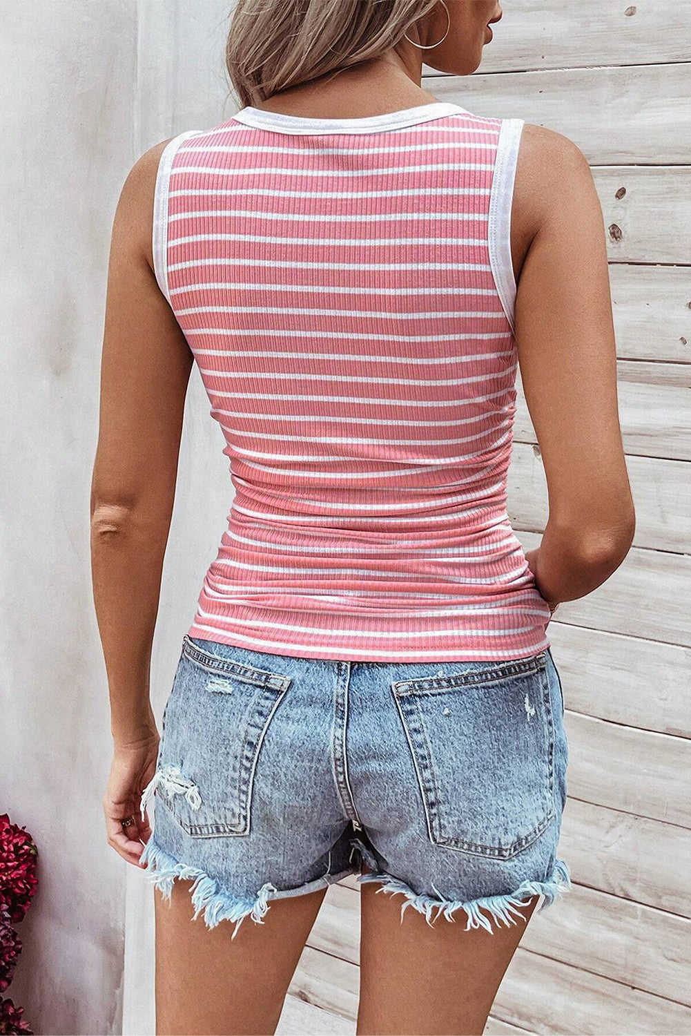 Stripe Contrast Sleeveless Top