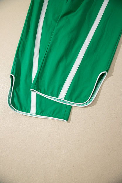 Stripe Smocked Waist Drawstring Cropped Pants