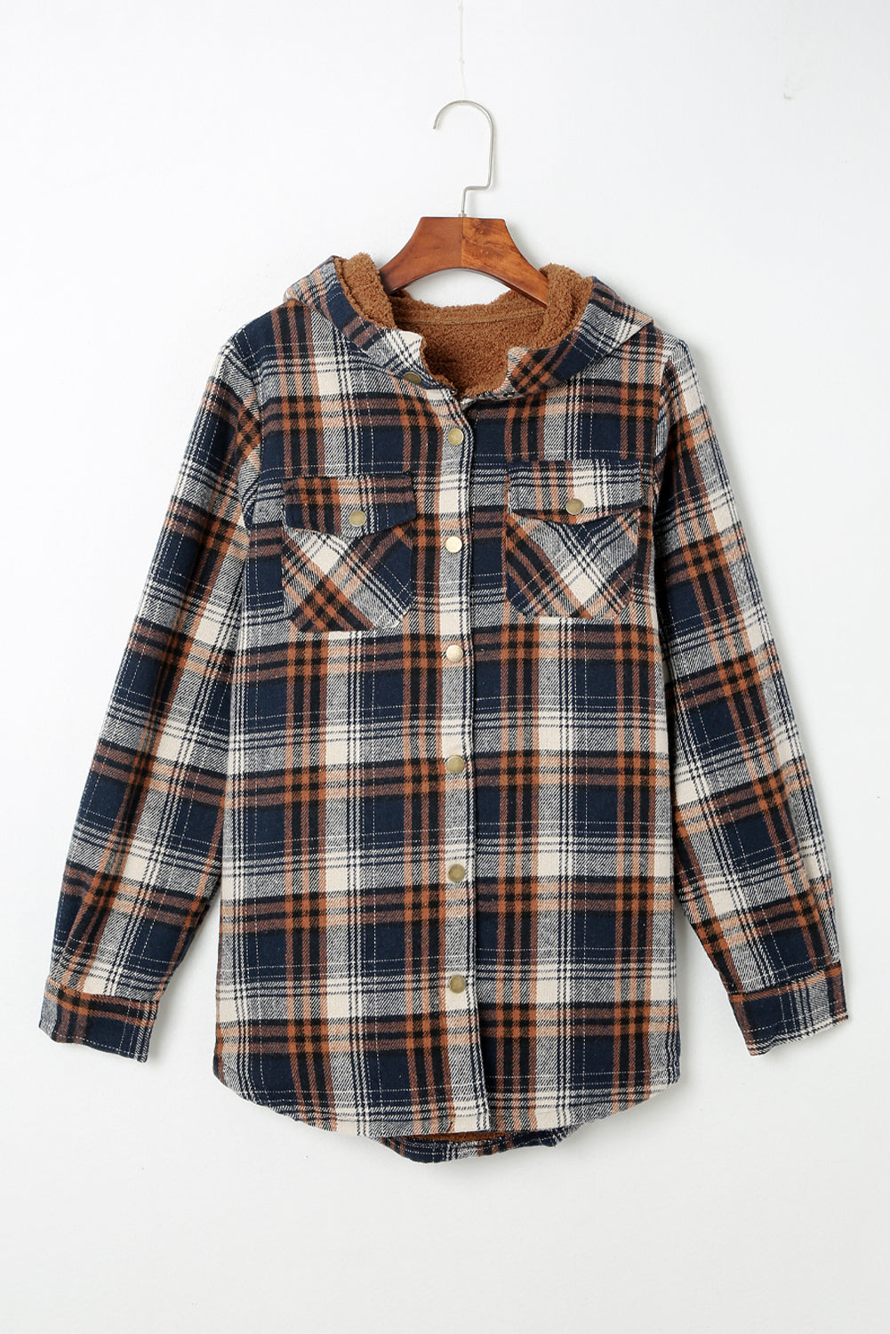 Plaid Sherpa Lined Hooded Shacket