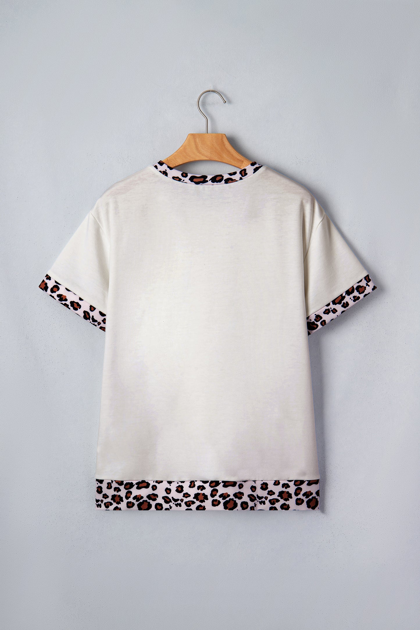 Leopard Ribbed Patchwork Uneven Hem T-Shirt