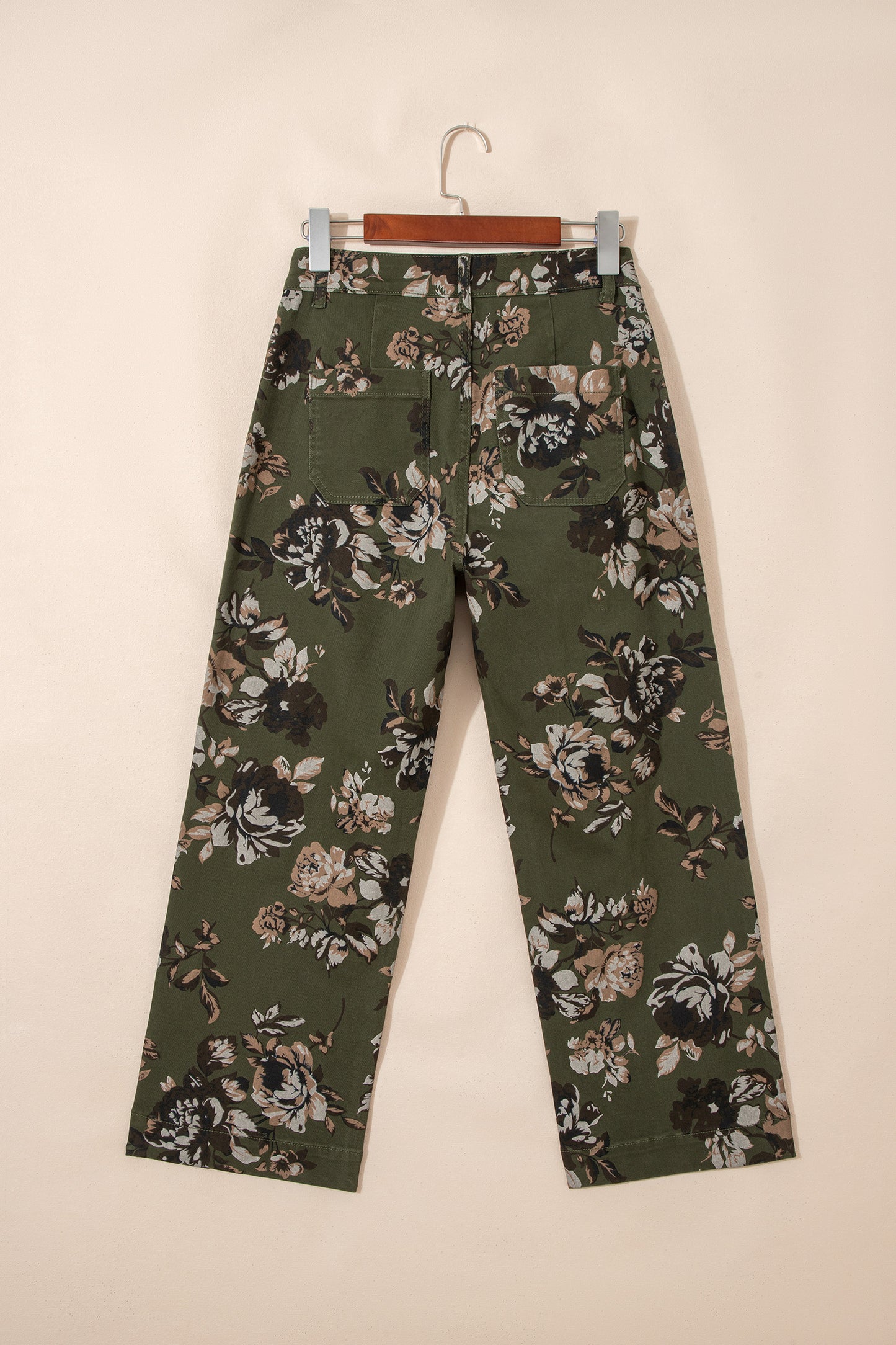 Floral Denim Patch Pocket Straight Leg Jeans