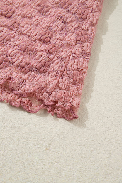 Floral Lace Drawstring Square Neck Blouse