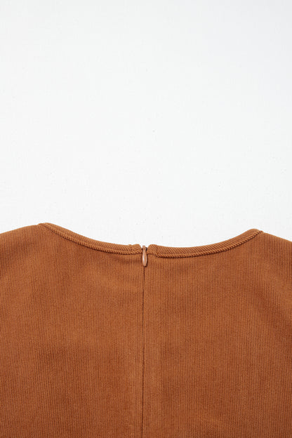 Solid Tie V-Neck Sleeveless Corduroy Romper