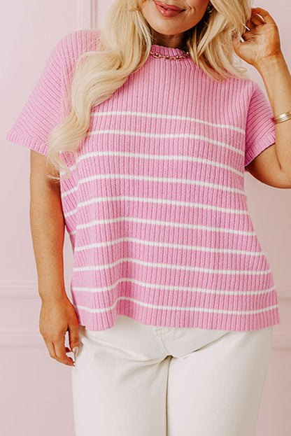 Stripe Ribbed T-Shirt Plus Size