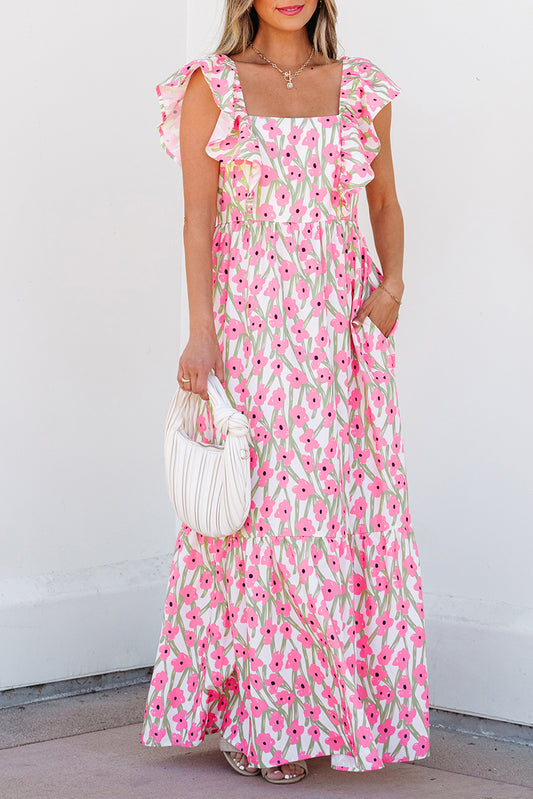 Floral Square Neck Maxi Dress