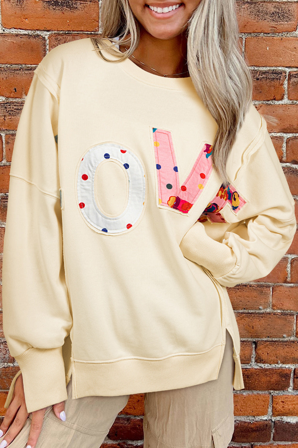 LOVE Patchwork Oversized Sweatshirt