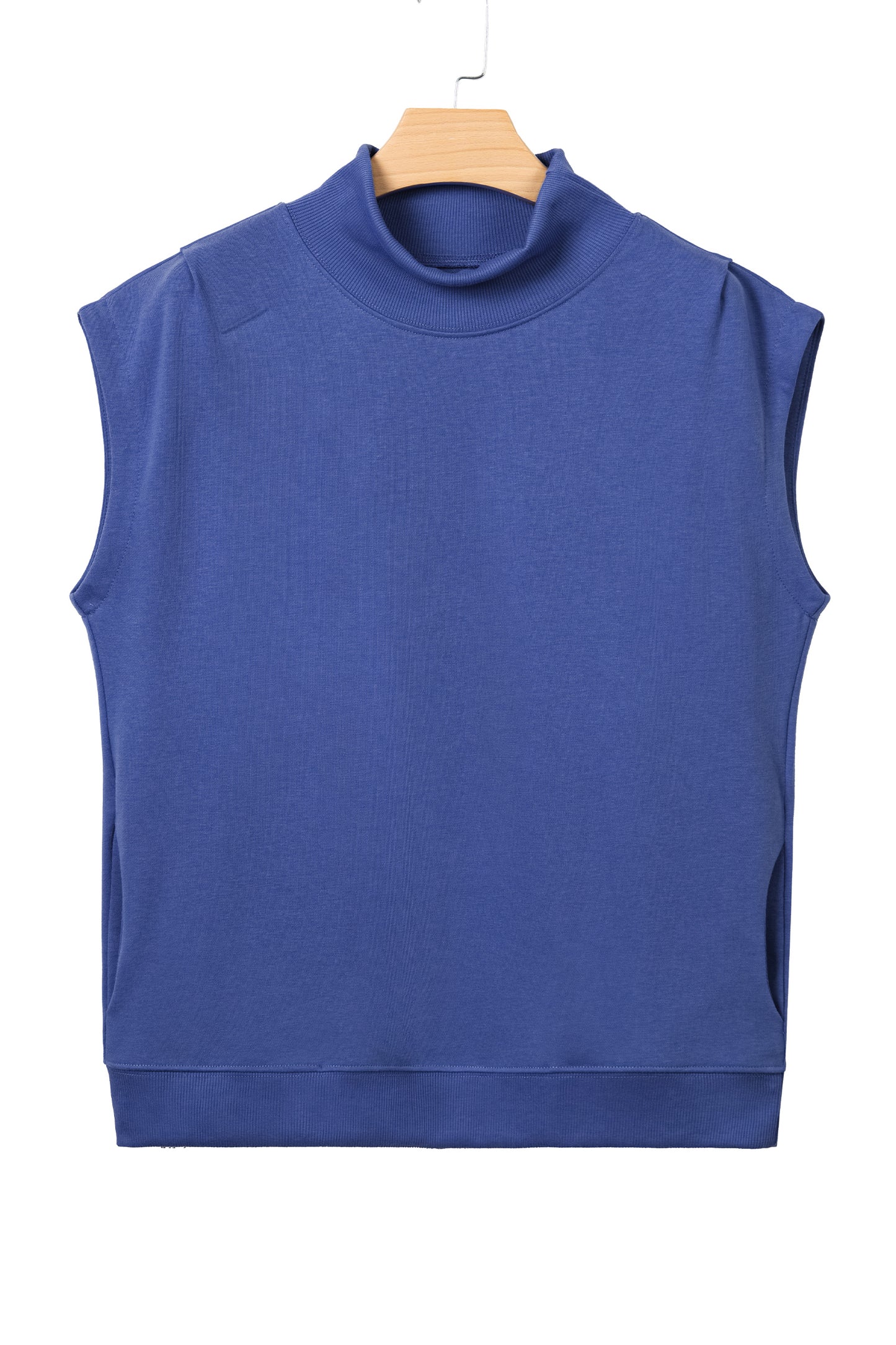Solid Mock Neck Cap Sleeve Oversized Top