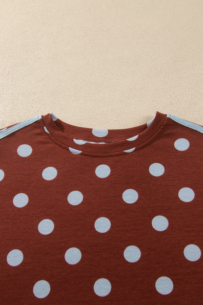 Polka Dot Side Stripe Long Sleeve Top & Pant Set