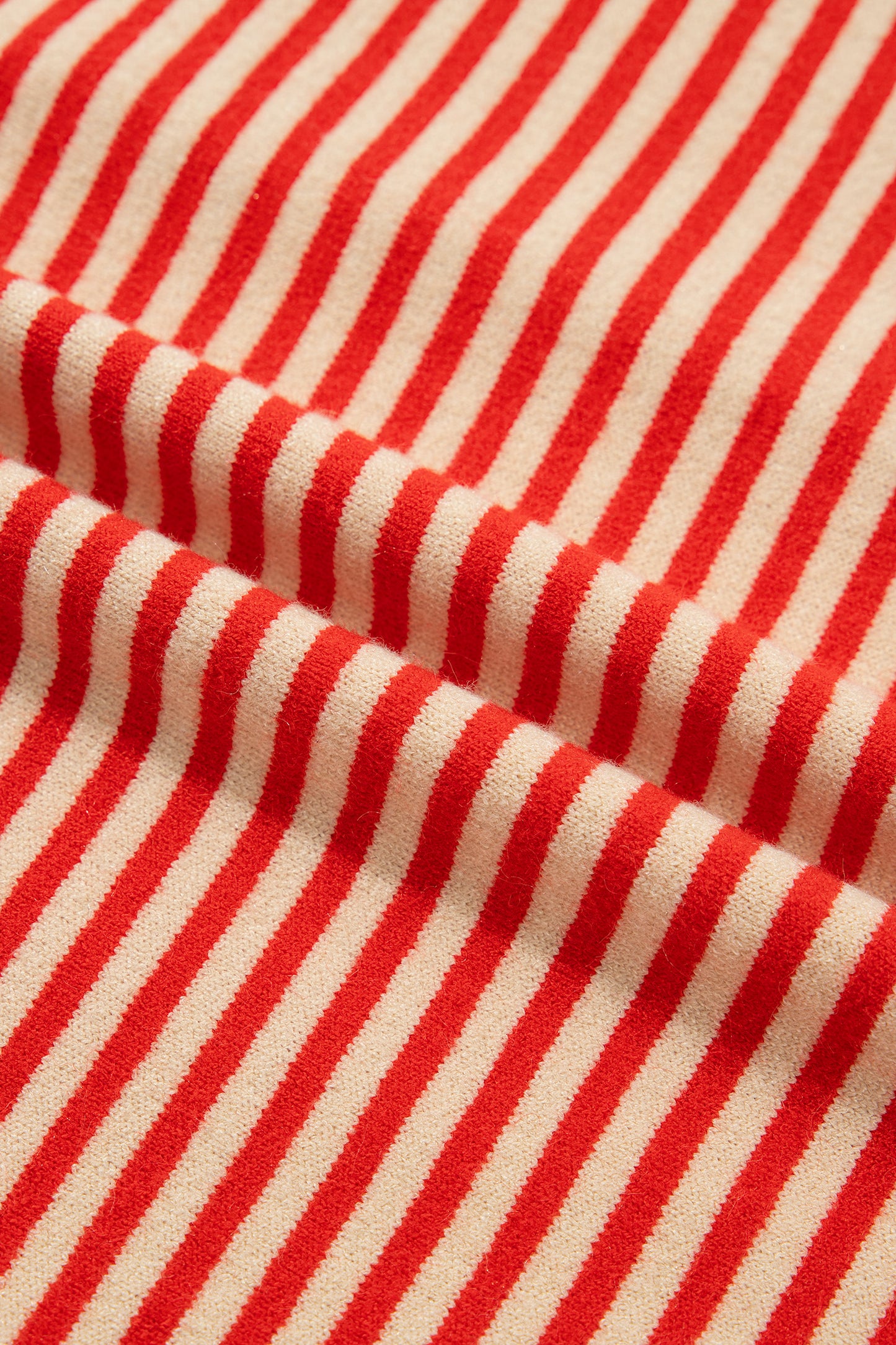 Stripe Button Collar Long Sleeve Knit Cardigan