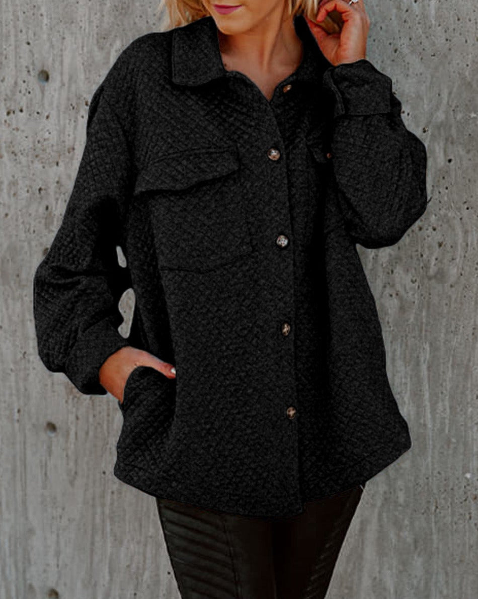 Quilted Flap Pocket Buttoned Shacket