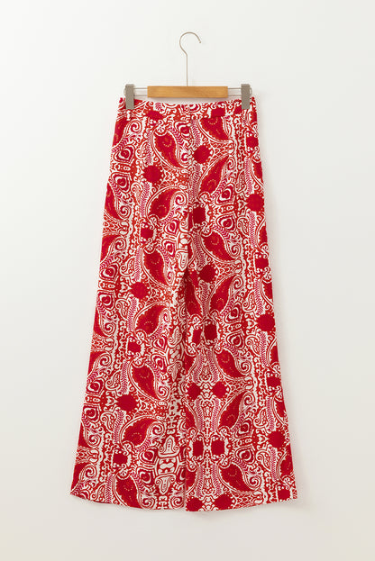 Paisley Buttoned High Waist Pants