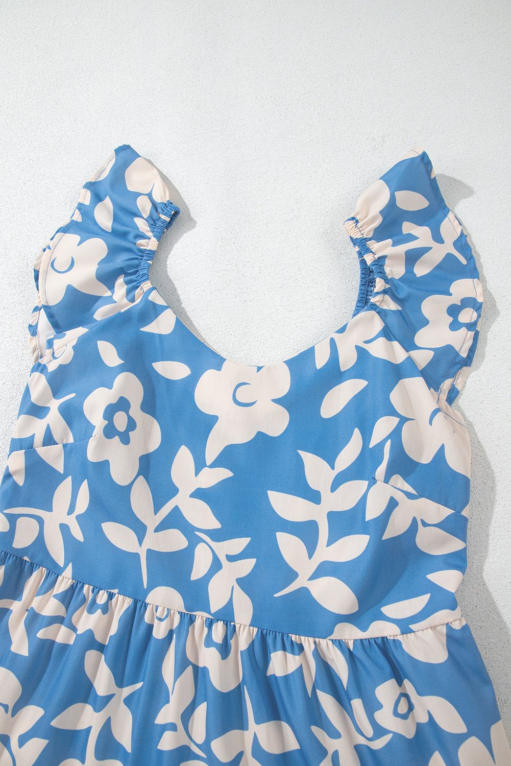 Floral Scoop Neck Tiered Flowy Midi Dress