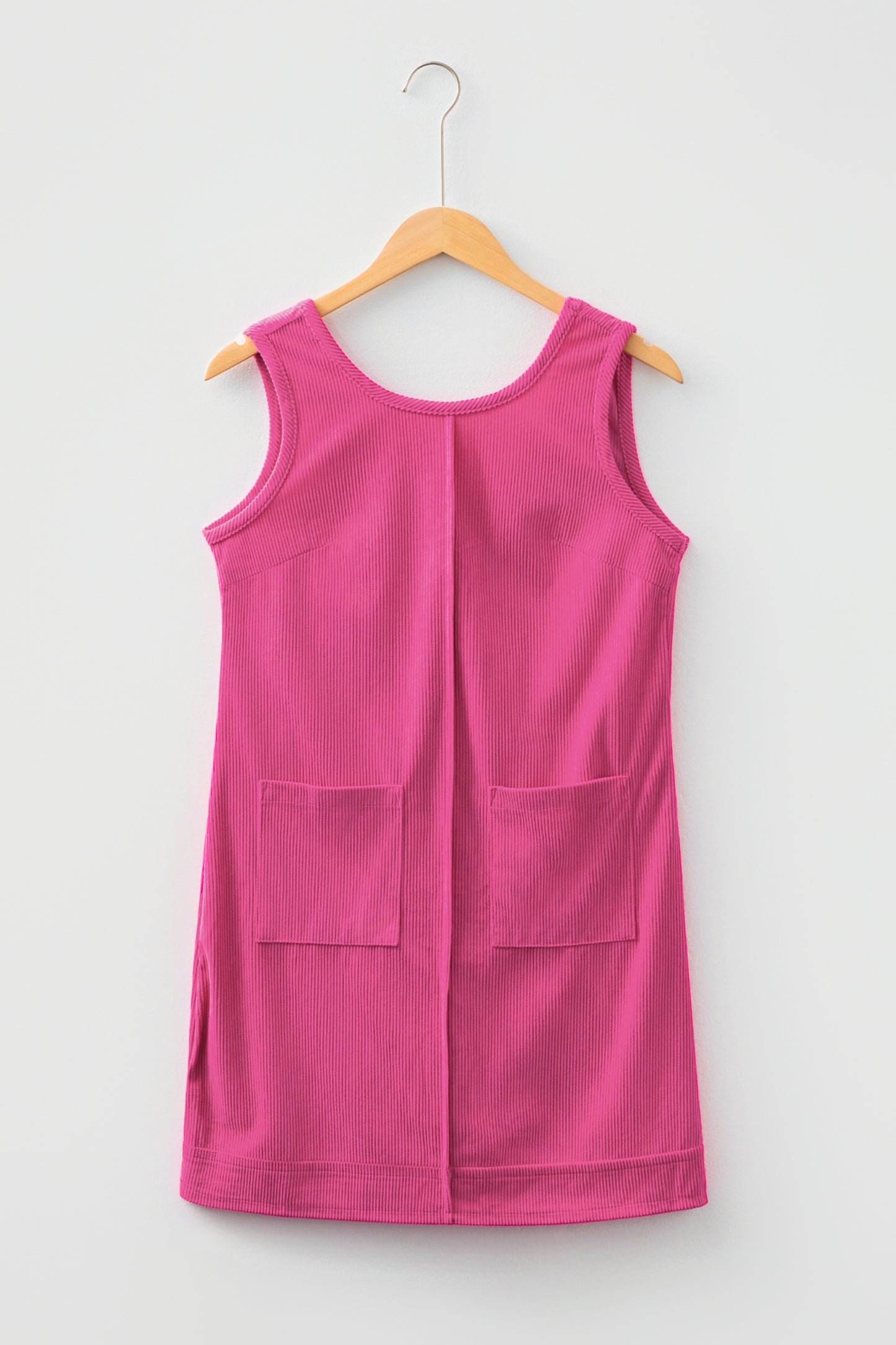 Solid Corduroy Sleeveless Pocketed Mini Dress