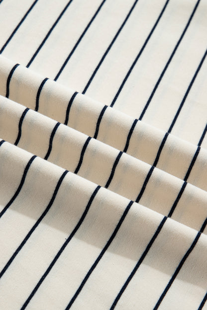 Stripe Drawstring Waist Pocketed Mini Dress