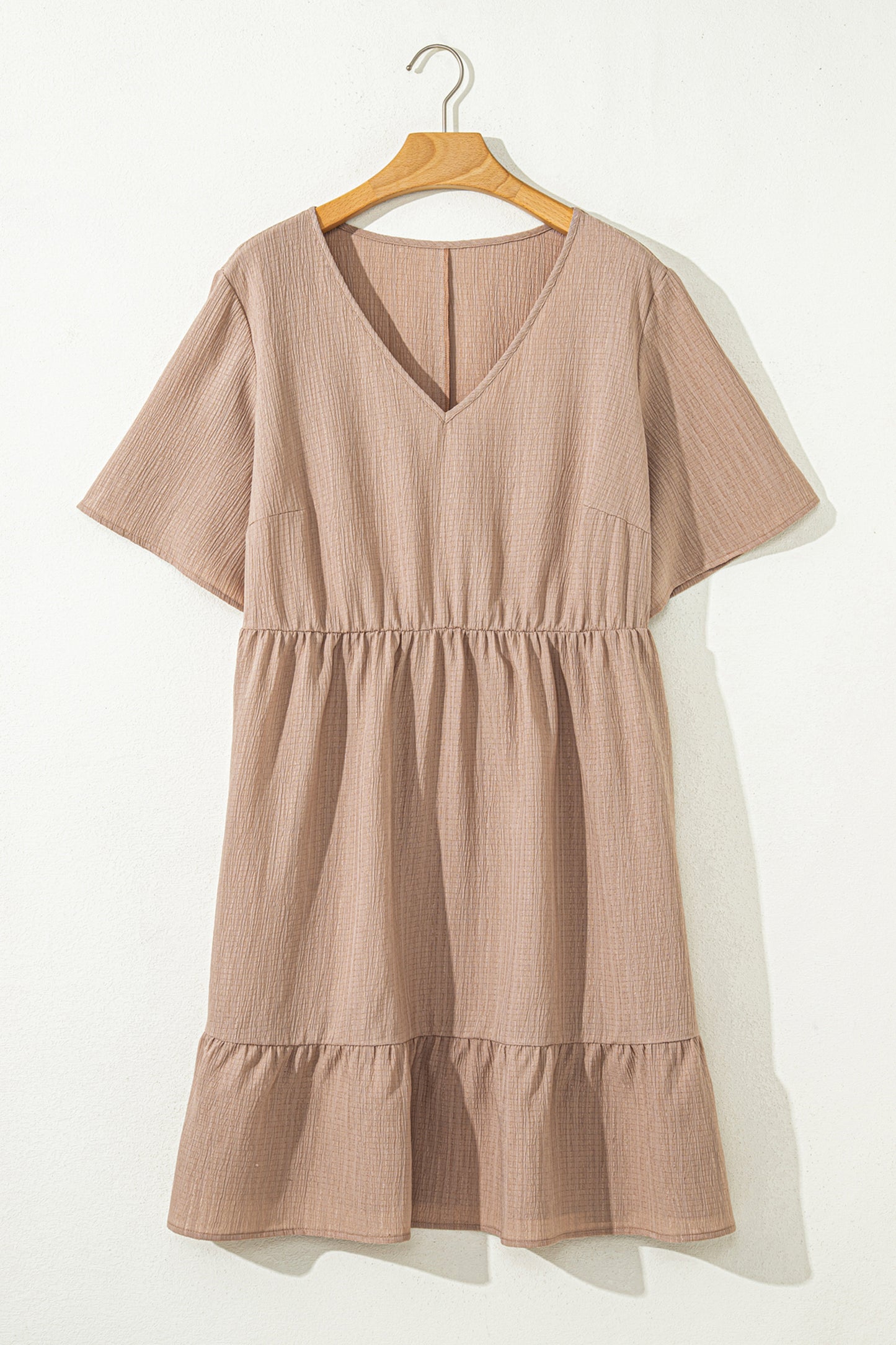 Plus Size Textured Ruffle Short Sleeve Dress