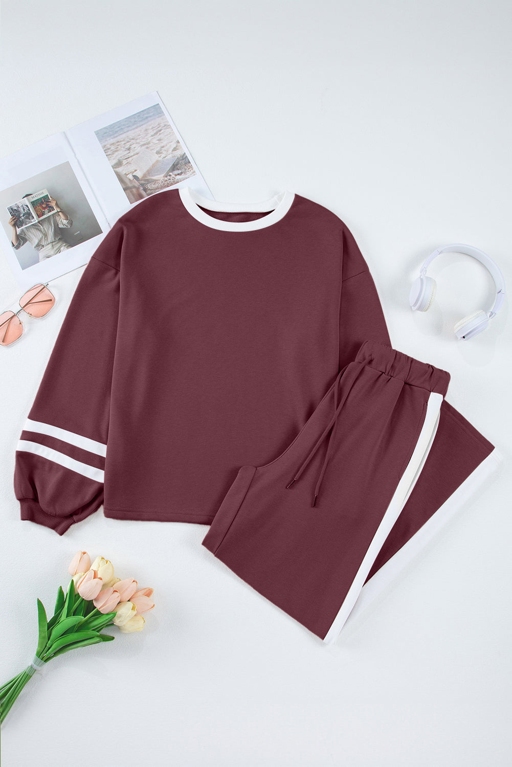 Varsity Stripe Pullover and Drawstring Pant Set