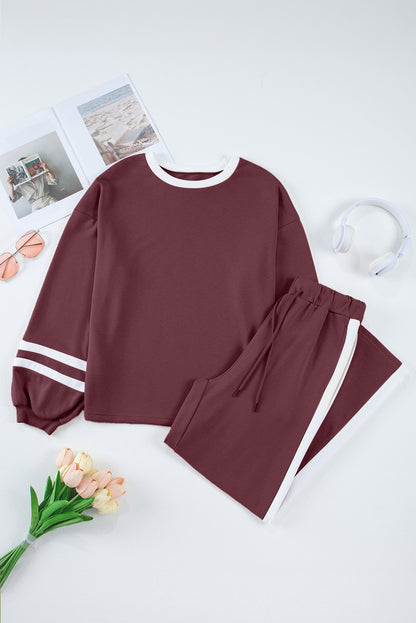 Varsity Stripe Pullover and Drawstring Pant Set