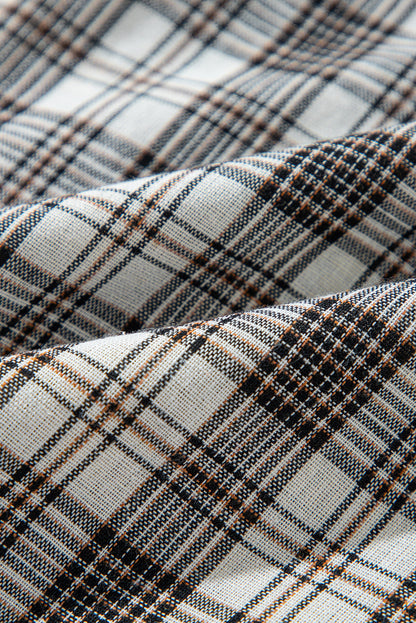 Checker Button-Up Chest Pocket Hooded Shacket