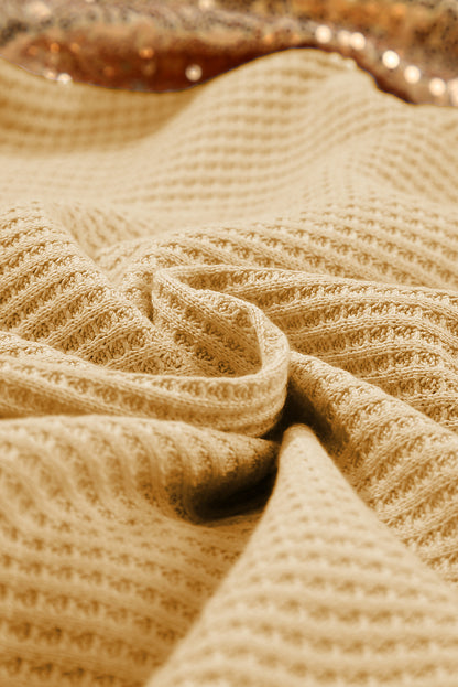 Sequin Patchwork Sleeve Open Back Top