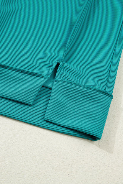 Ribbed Exposed Seam Drop Shoulder Pullover