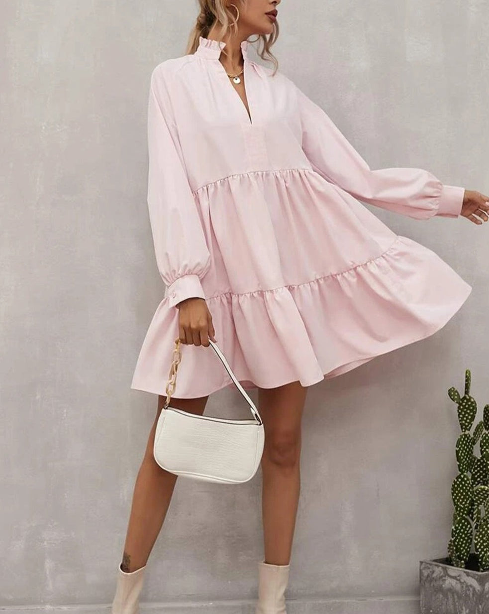 Frilled Long Sleeve Ruffle Dress