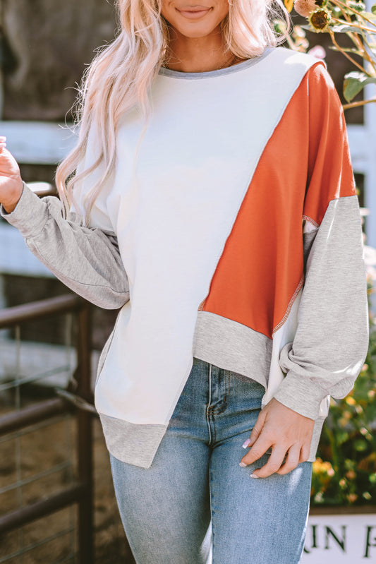 Colorblock Asymmetrical Long Sleeve Top