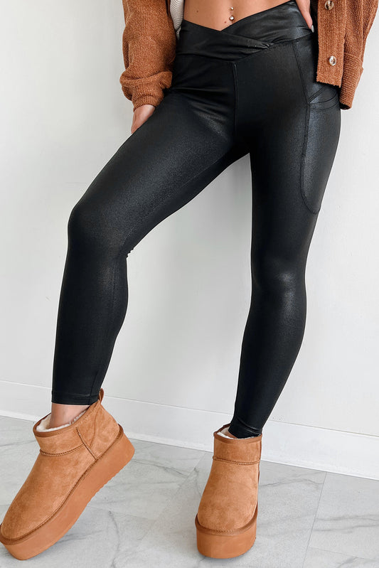 Solid High Waist Pocketed Leggings