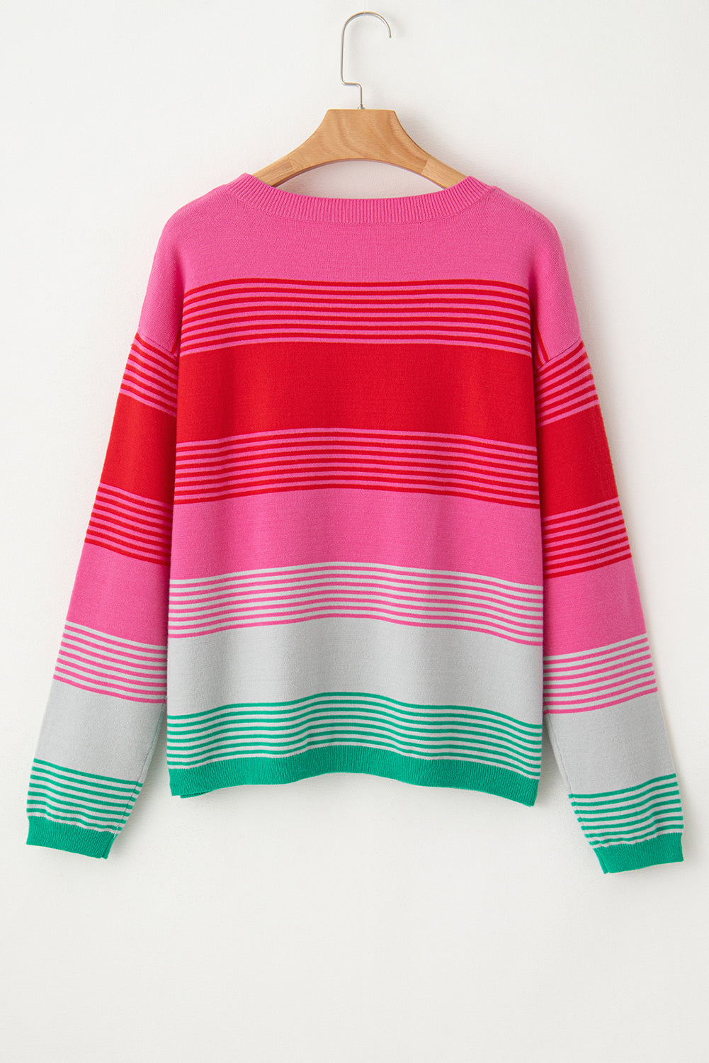 Stripe Pocketed Drop Shoulder Sweater