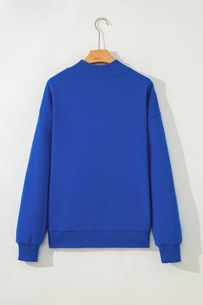 Solid Mock Neck Oversized Sweatshirt