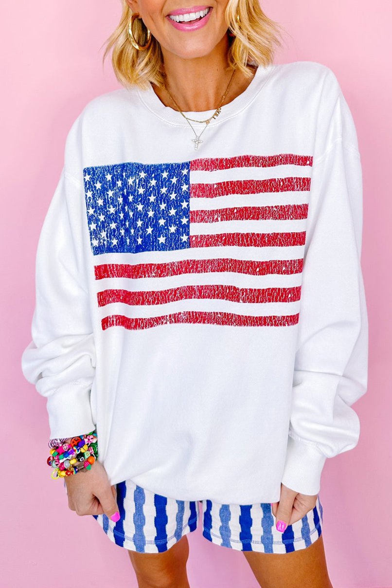 American Flag Long Sleeve Sweatshirt