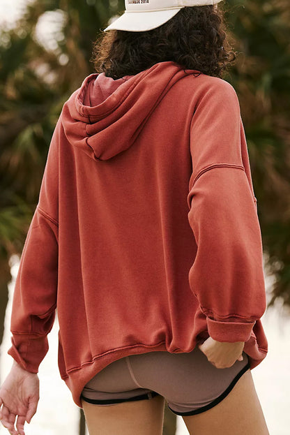 Oversized Drop Shoulder Drawstring Hoodie