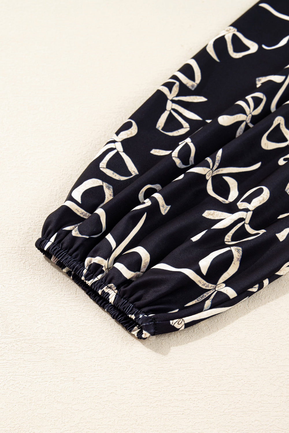 Plus Size Bow Tie Patchwork Long Sleeve Blouse