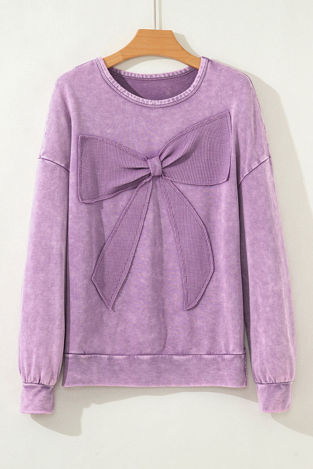Solid Bow Patchwork Mineral Wash Sweatshirt
