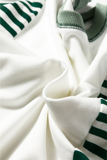 Stripe Colorblock Patchwork Contrast Stitch Sweatshirt