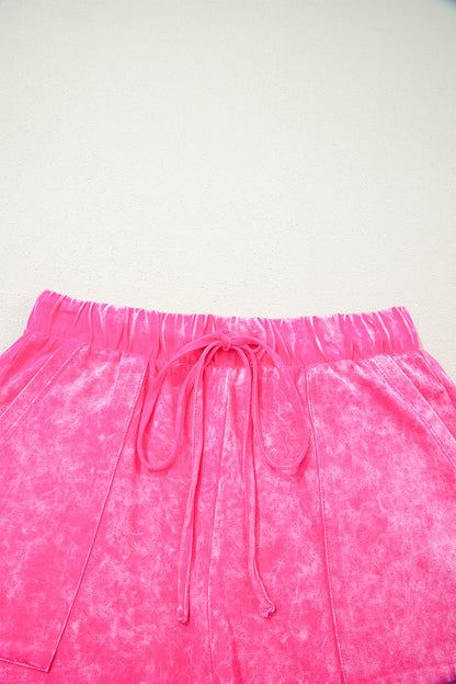 Mineral Wash Top & Drawstring Shorts Set