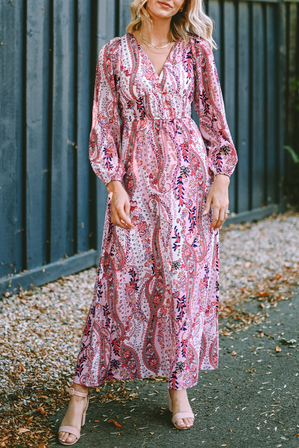 Paisley Long Sleeve Maxi Dress