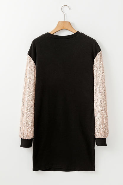 Sequin Puff Sleeve Mini Dress