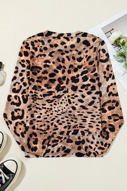 Leopard Mesh Long Sleeve Top