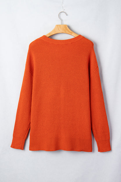 Halloween Drop Shoulder Long Sleeve Round Neck Sweater