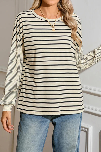 Stripe Patchwork Long Sleeve Tee