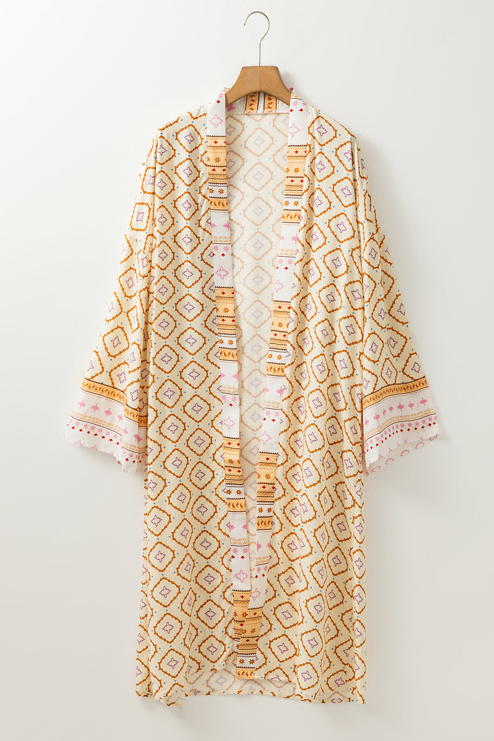 Geometric Wide Sleeve Long Kimono