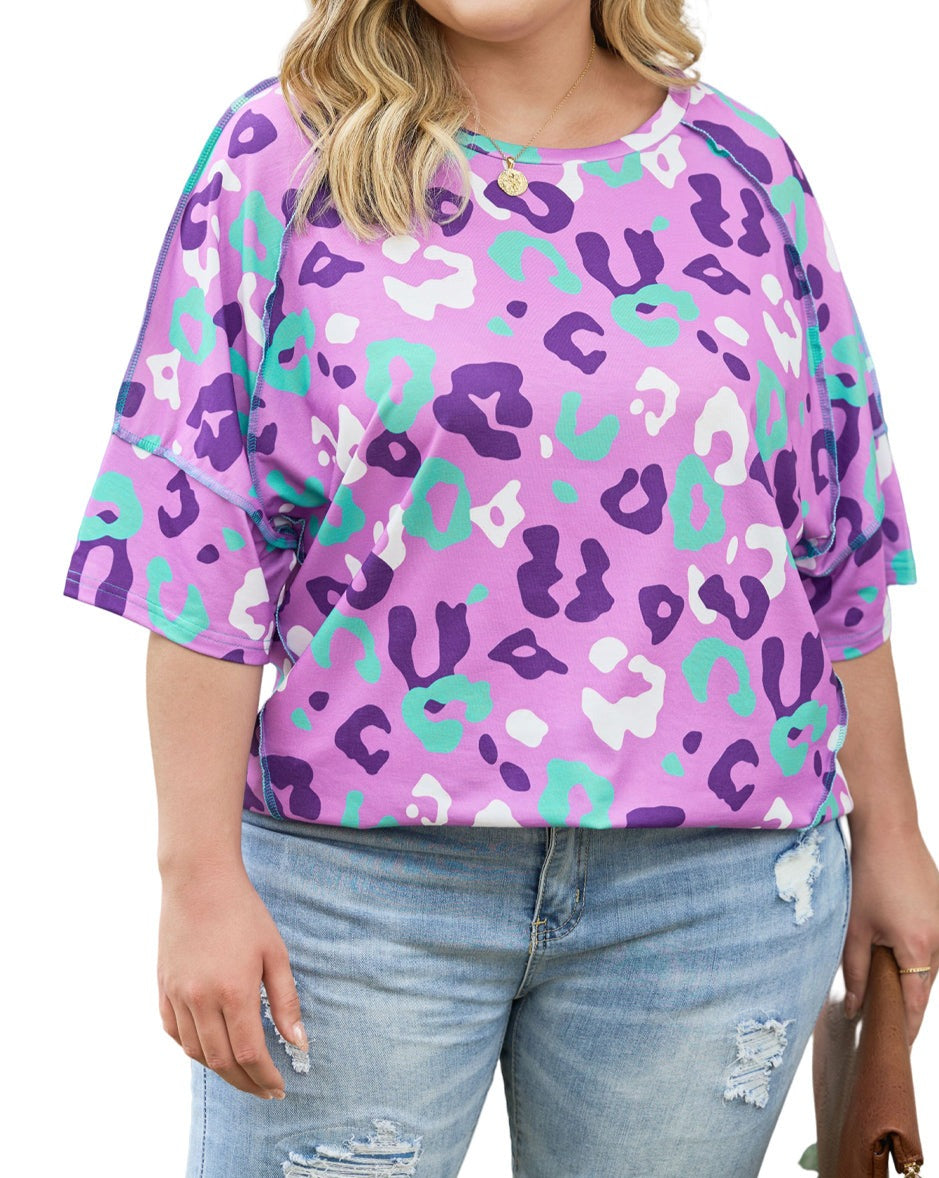 Leopard Short Sleeve Tee Plus Size