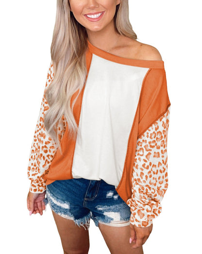 Leopard Colorblock Long Sleeve Top