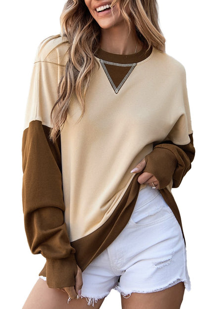 Colorblock Thumbhole Sleeve Sweatshirt