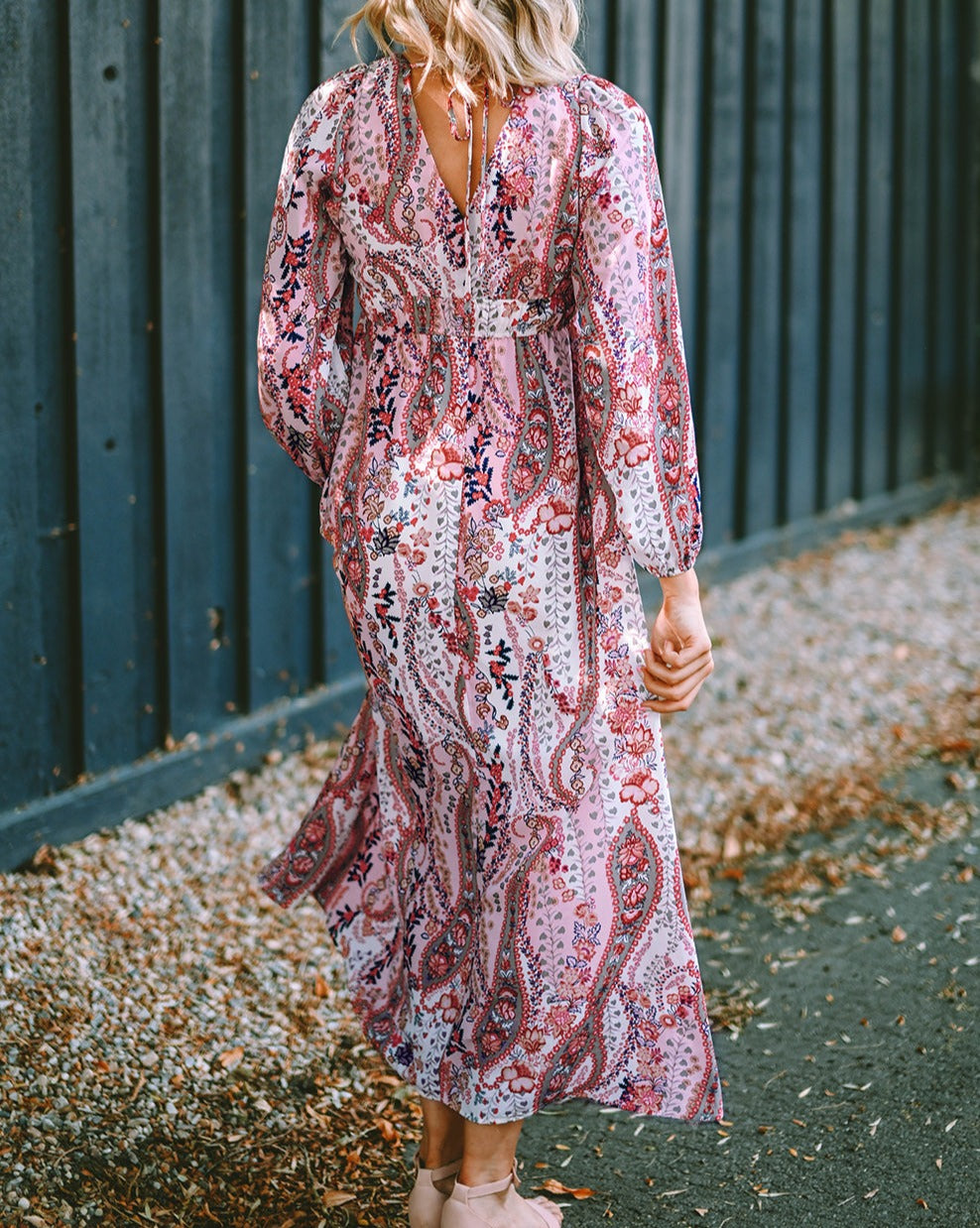 Paisley Long Sleeve Maxi Dress